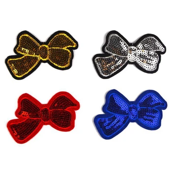 

Sequins Bow Bowknot Patches For Clothing Cartoon Badges Parches Emobroidered Iron-On Garment Apparel DIY Sewing Accessories
