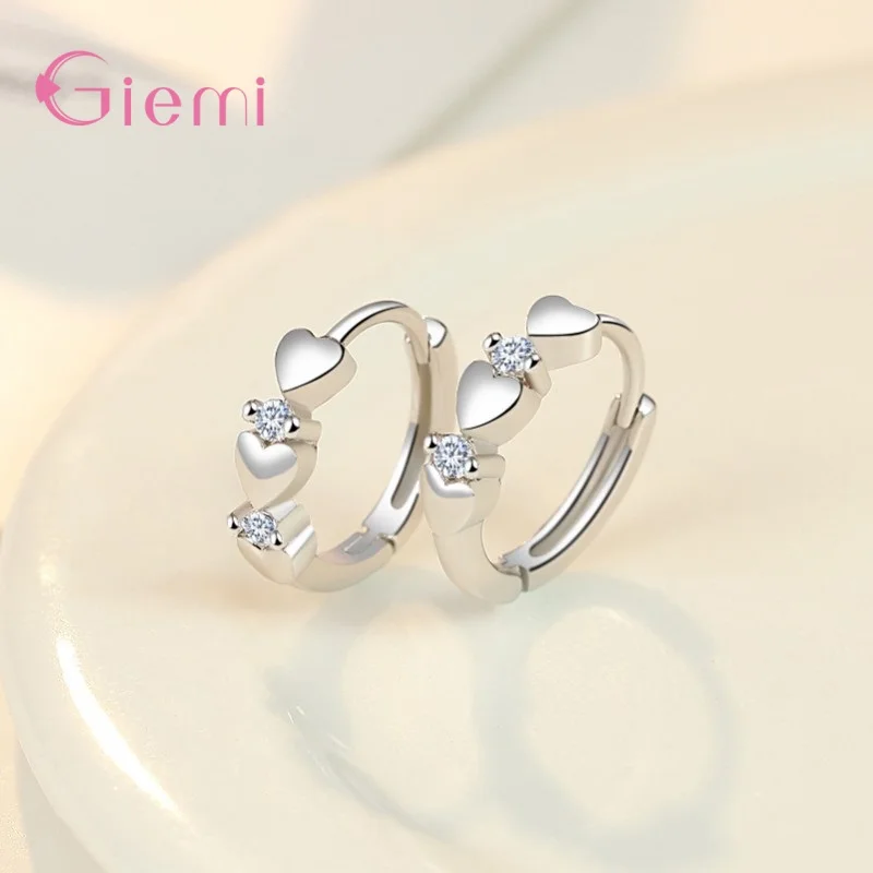 Boucles d'oreilles créoles en cristal pavées à motif de cœur pour femmes, argent 925, absorbe ouissant, élégant, accessoires de bijoux féminins, cadeaux