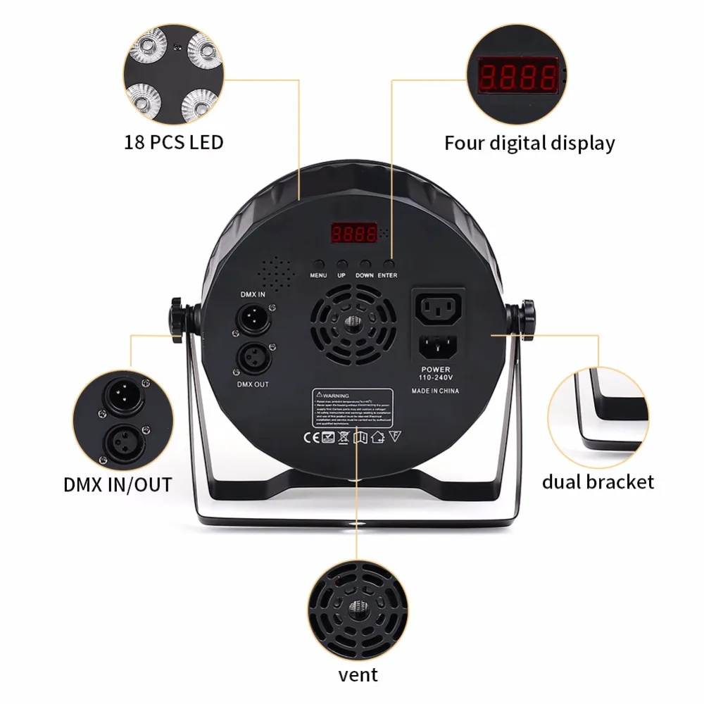 9x18 Вт светодиодный par Светильник 6в1 RGBWA УФ светодиодный светильник сценического освещения светодиодный плоский SlimPar dj светильник s с DMX512 плоский DJ контроллер оборудования