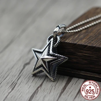 

S925 sterling silver pendant Personalized classic style Retro five-pointed star shape Send lover's gift
