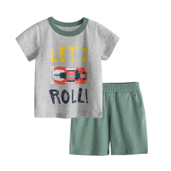 

2020 2Pcs New Summer Baby Children Short Sleeve T-shirts Clothes Nice Cartoon Printing Shorts Unisex Boys Girls Cloth Cheap Gift