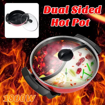 

6L 220V 1800W Electric Hot Pot 32cm Soup Stock Pot Cookware Dual Sided / Divider Non-stick For Induction Cookers Cooking Pot