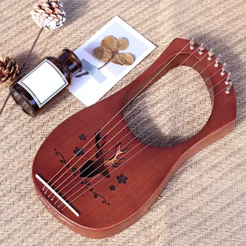 

Compact Professional Instrument Musical Lyre Harp Kids Gift 7-String Mahogany Entertainment Toy Wooden Lightweight