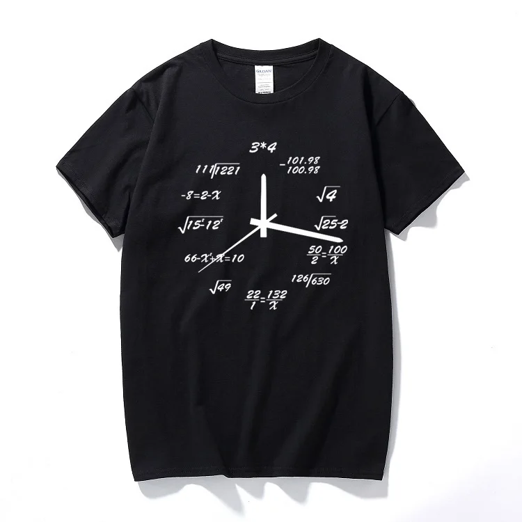 

VHORZ Math Artistic Clock Shirts Men Printed Cotton Tops Casual Loose Short T-shirts Novelty Nerd Geek Style T shirt Boys