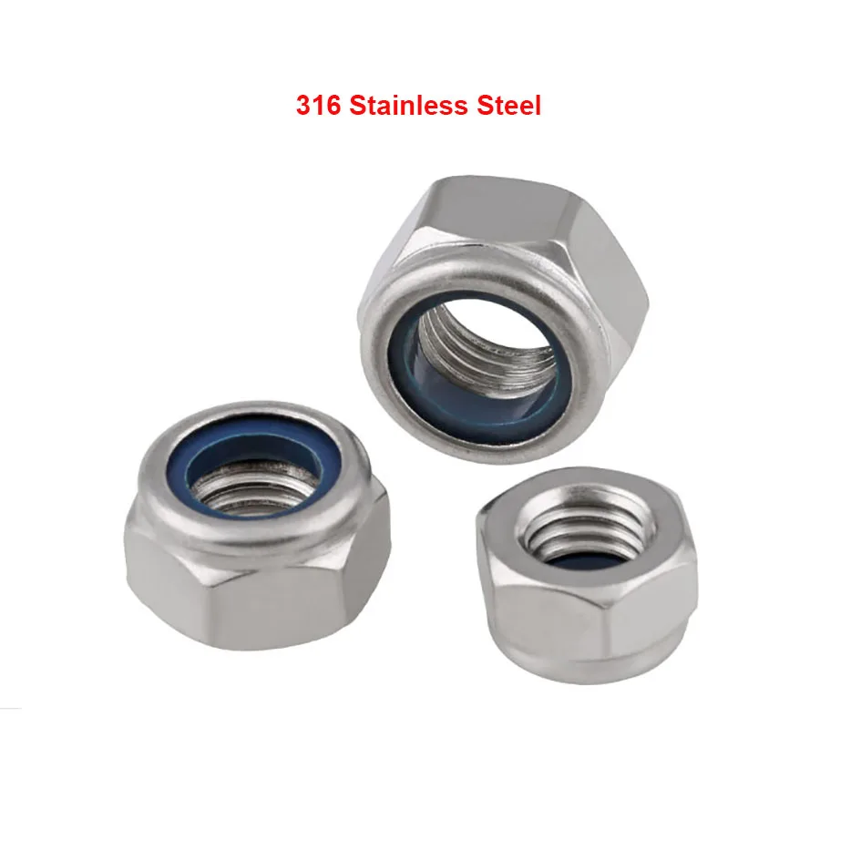 Hex Nylon Insert Lock Nut M3 M4 M5 M6 M8 M10 M12 316 Stainless Steel Din985 Hexagon Selflocking