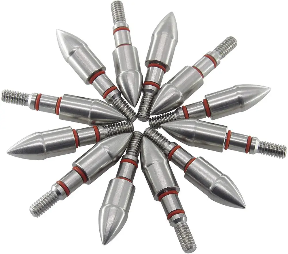

Maifield Stainless Steel Archery Field Points Easy Pull Outside Diameter 5/16" Bullet Shape,125 Grain Screw in Archery Field