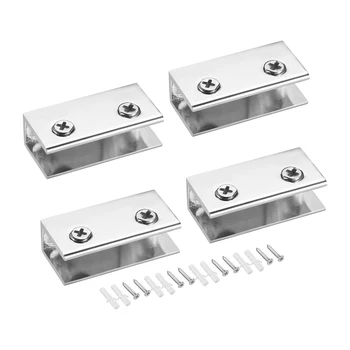 

uxcell Glass Shelf Brackets - Adjustable Zinc Alloy Glass Clamp Clip Holder Bright Chrome for 10-12mm Thick, 4 Pcs