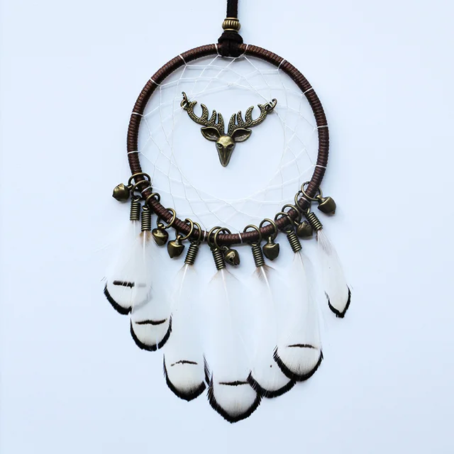 Original silver gray dream catcher 2 ring Indian feather hanging art gifts to bestie friends creative valentine's day gifts ZB