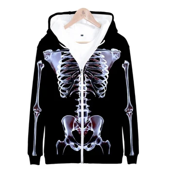 

Skeleton Skull 3D Print zip up Women/Men Hoodie Sweatshirt Hip Hop Long Sleeve Hooded Zipper Jacket Coat halloween costume adult