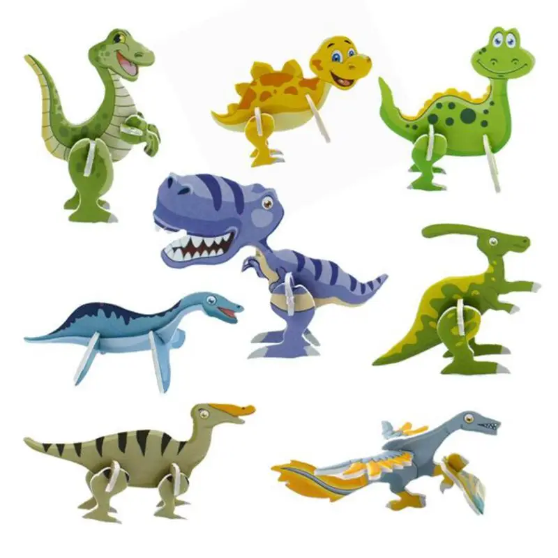 

10pcs/set 3D Dinosaur Paper Model Puzzle Assembled Brain Teaser Games Educational Toys for Children Jigsaw Kids Toys