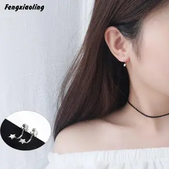 

Fengxiaoling 925 Sterling Silver Fashion Women's Jewelry Simple Star Back Hanging Earrings For Gift Girls Lady Drop Shipping