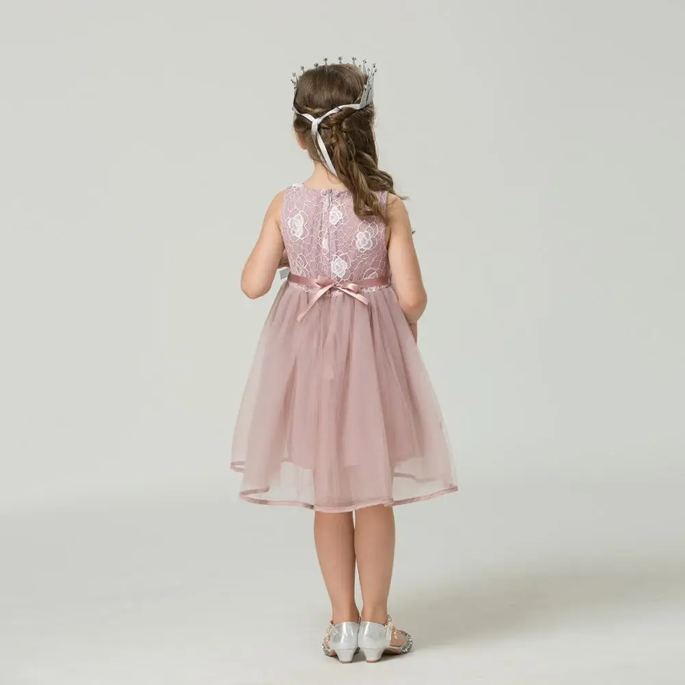 Summer Brand Girl Dresses Pink Flower Princess Dress Children Clothing Teenager Party Costumes vestidos 2-6 Yrs Ball Gown Dress