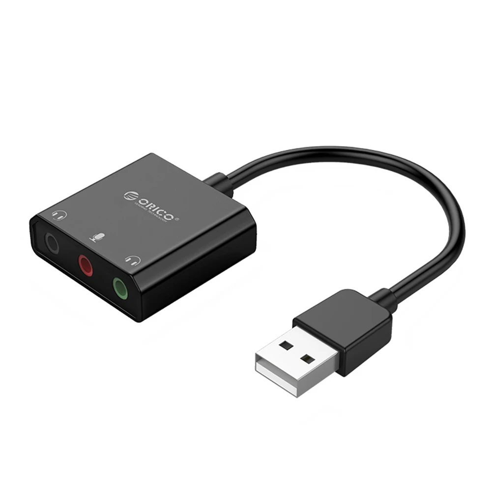 ORICO USB 2.0 External Sound Card 3.5mm Microphone Audio Adapter 3 Ports Output Drive Free Soundcard For Laptop PC PS4 Headset | Компьютеры