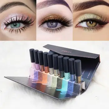 

QIBEST 10 Pcs/Set eyeshadow Glitter Eye Shadow Diamond Pearlescent Liquid the shadows waterproof palette of shadows cosmetics