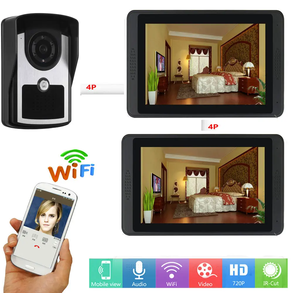 WIFI Video Intercom For Home Security 7 Inch Monitor With Entry Camera video door Phone Doorbell camera system - Цвет: B KIT