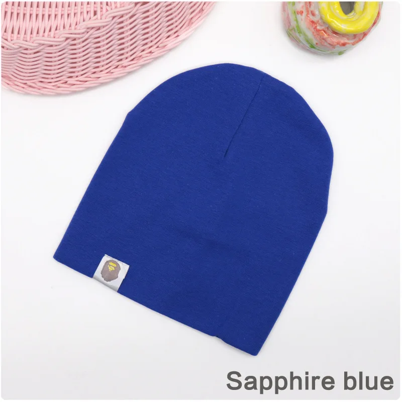 Blue Hylidge, плотная шапка для новорожденных, для фотосессии, для девочек, зимние шапки для девочек, детская шапочка, одноцветная хлопковая шапка для новорожденных, 13 цветов - Цвет: Blue