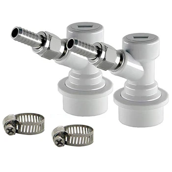 

Ball Lock Disconnect - Ball Lock Gas Disconnect 1/4 MFL with Swivel Nuts, 2 Worm Clamps for Homebrewing