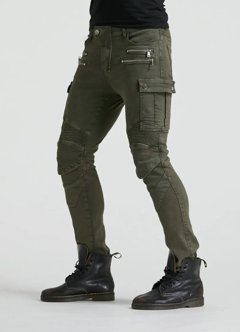 Green Motorcycle Pants Men Motocross Racing Trousers Cargo Jeans Touring Riding Pantalon Moto Pants Motorcycle Equipment Pants