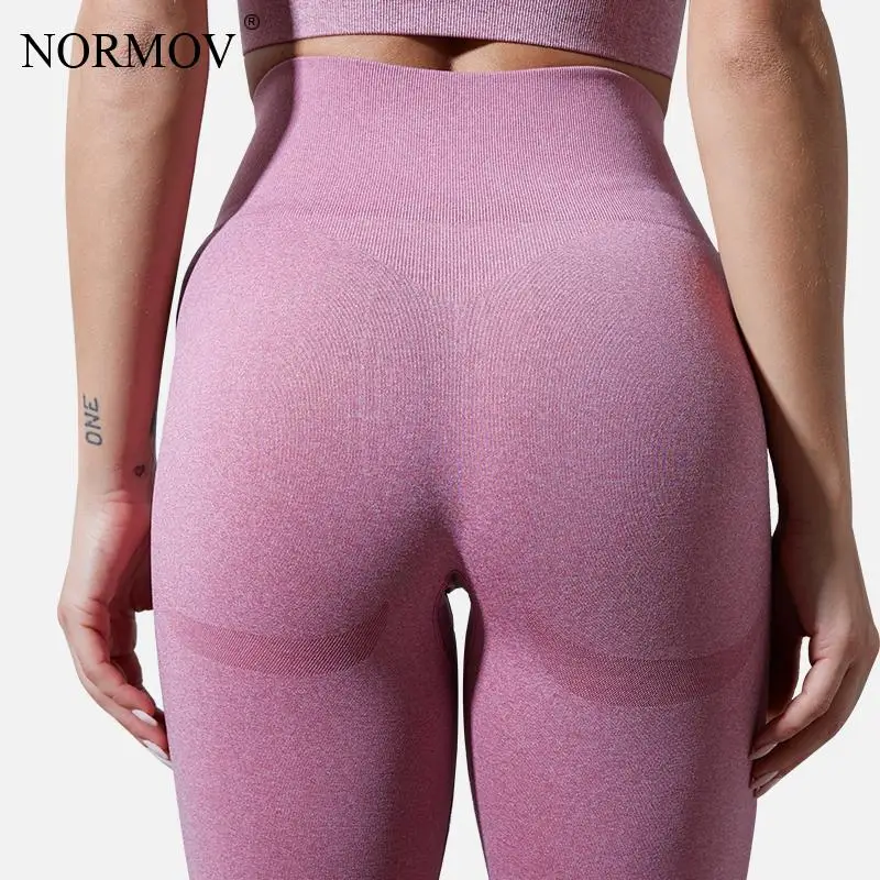 

NORMOV Leggings Women Seamless Push Up High Waist Leggings Fitness Solid Color Breathable Workout Gym Legins Mujer