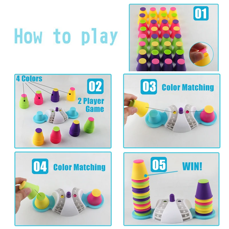 Stacking Toys Folding Cup Stracking Game Set Hand-speed Competitive Competition Interaction Educational Play Toys Speed Training