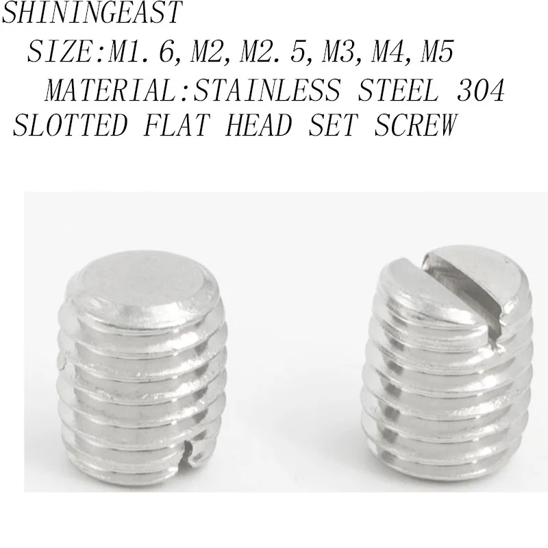 

100pcs/lotM1.2M1.4M1.6M2*3-8 M2.5*3-8 M3*3- 6 M4*6-12 M5*6-12 stainless steel slotted flat head grub screw set screw hardware633