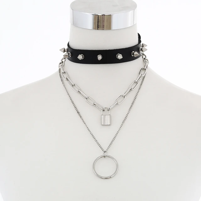 Emo Layered Chain Choker Collar Necklace