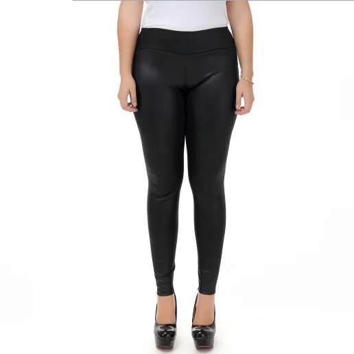 Капри женские брюки 2019 зима искусственная кожа плюс размер 3XL 4XL 5XL PU леггинсы