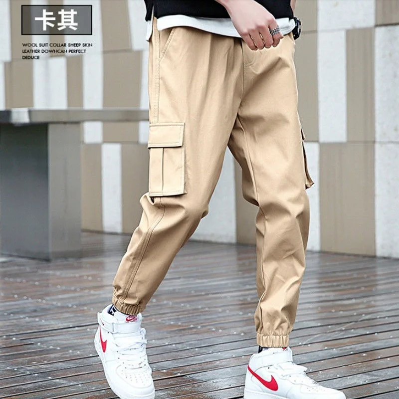HOUZHOU Black Cargo Pants Men Joggers 
