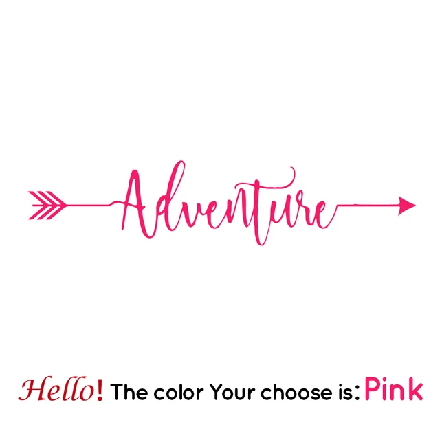 Fashion 126X28cm Adventure Frase Carbon Sticker Car Both Body Arrow Quote Stickers Decal Car Wrap Vinyl Film Car Accessories Pink