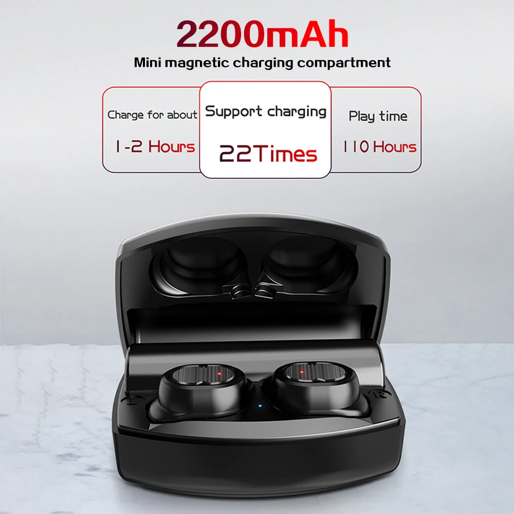 TWS 8Plus In Ear Беспроводной Bluetooth 5 0 наушники спортивные заушники 2200 мАч зарядным