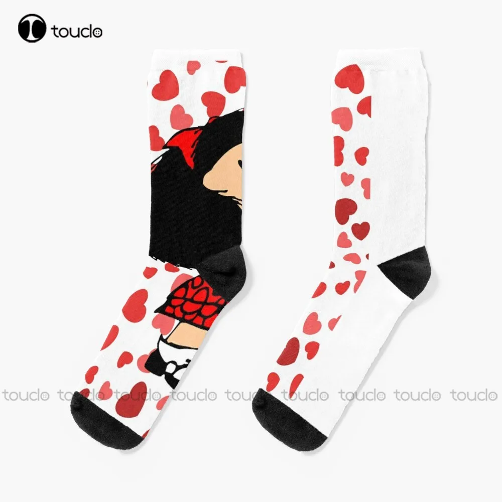 

Носки Mafalda Power с удивленным лицом, Мультяшные носки, индивидуальные носки унисекс для взрослых и подростков, Молодежные носки с цифровым принтом 360 °