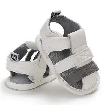 

Summer Newborn Baby Boy Girl Soft Sole White Casual PU Sandals Crib Shoes Size 0-18M