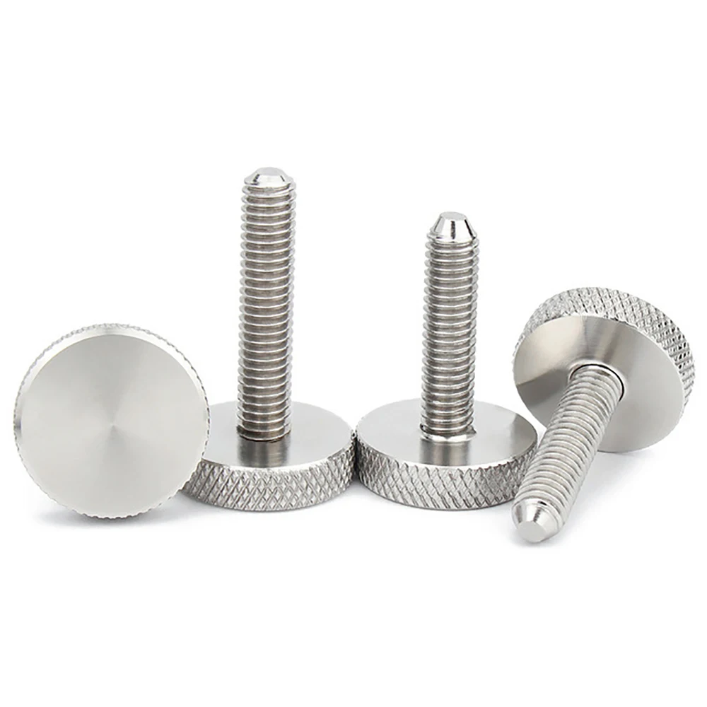2Pcs~5Pcs M3 M4 M5 M6 M8 M10 SUS304 Stainless Steel Hatching Knurled Thumb Screw GB835 DIN653 Flat Head Hand Tighten Thumb Screw