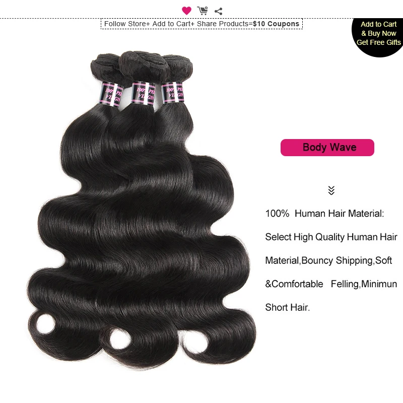 Ishow Hair Malaysian Body Wave Hair Weave Bundles Natural Color