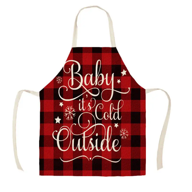 Christmas Tree New Year Kitchen Aprons for Woman Man Home Cooking Baking Shop Cleaning Cotton Linen Apron WQi852