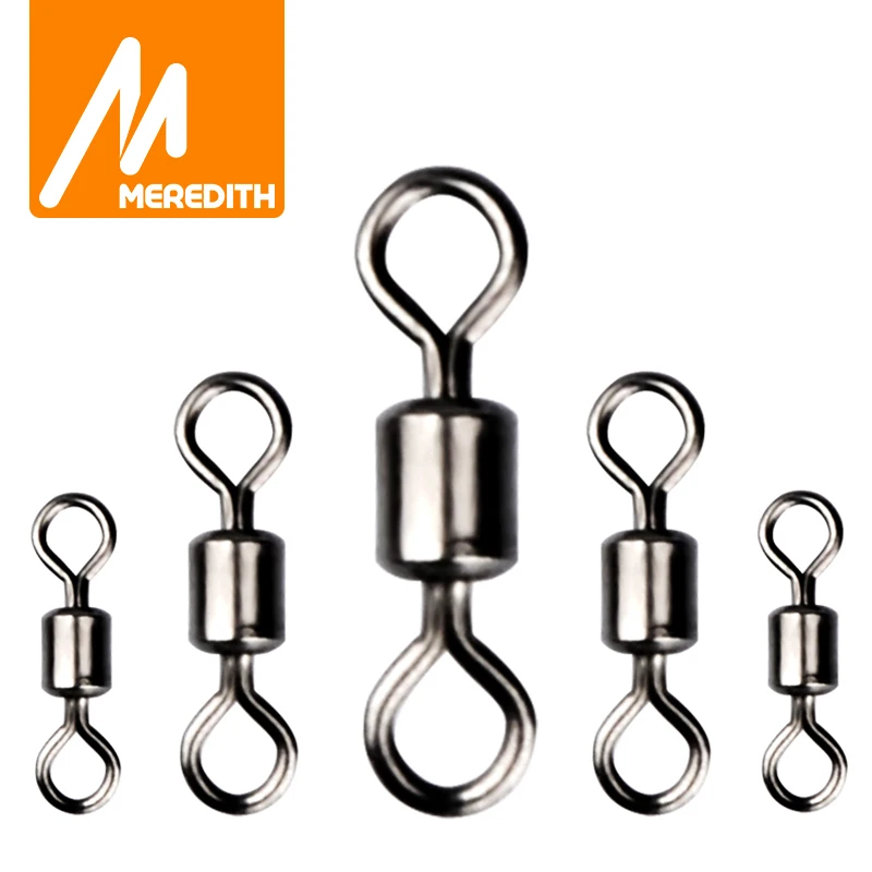 MEREDITH 50PCS/Lot Fishing Swivel Sizes Solid Connector Ball Bearing Snap Fishing Swivels Rolling Stainless Steel Beads|Fishing Tools|   - AliExpress