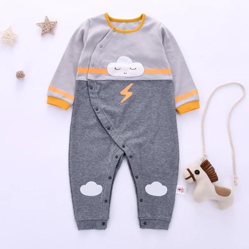 

Korean-style BABY'S Romper Spring And Autumn Newborns with Bib Romper Class A Cotton Baby Jumpsuit