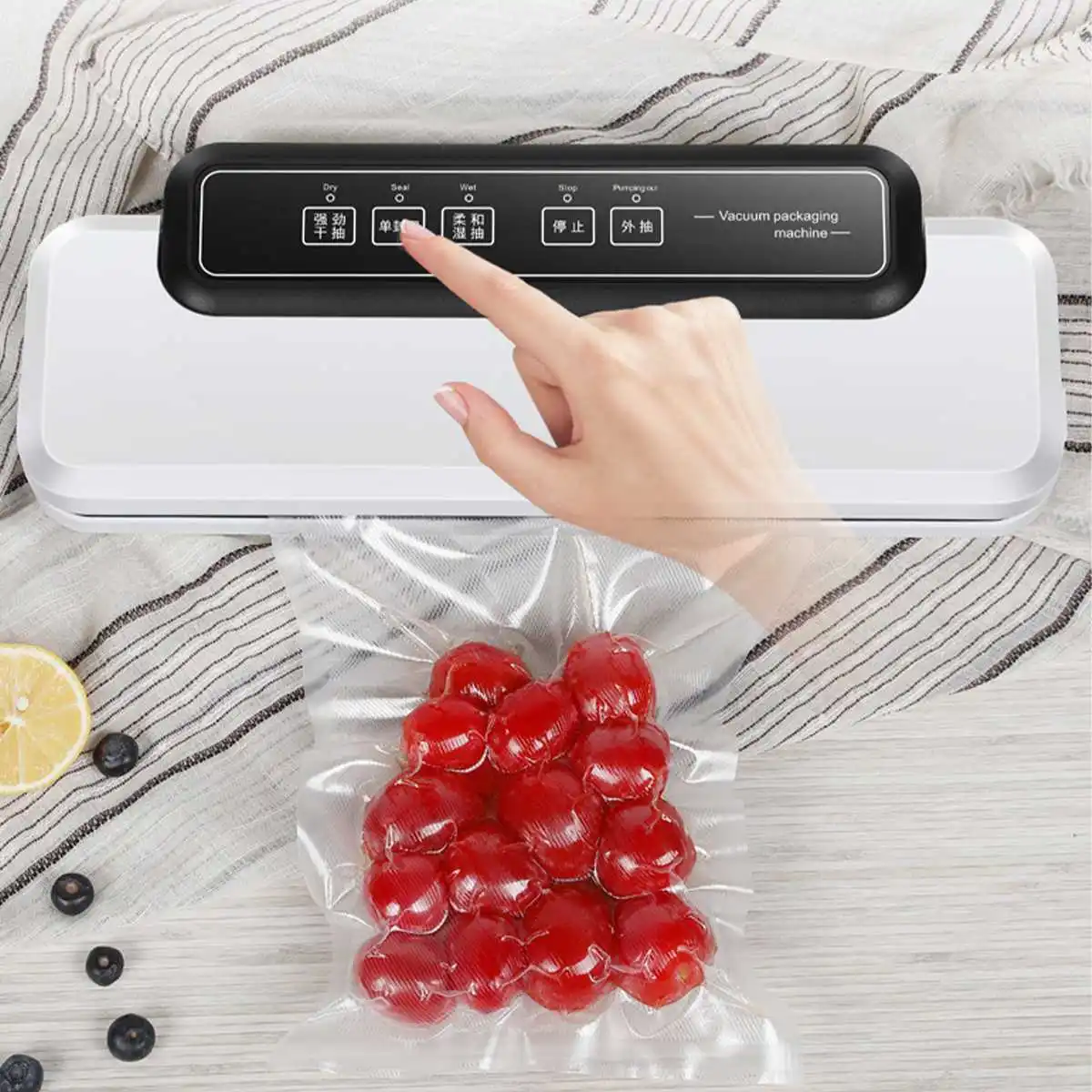 

Food Vacuum Sealer Household Packaging Machine 100V-240V Double-Sided Lock Vacuum Food Sealing Machine With 10pcs Vacuum Bags