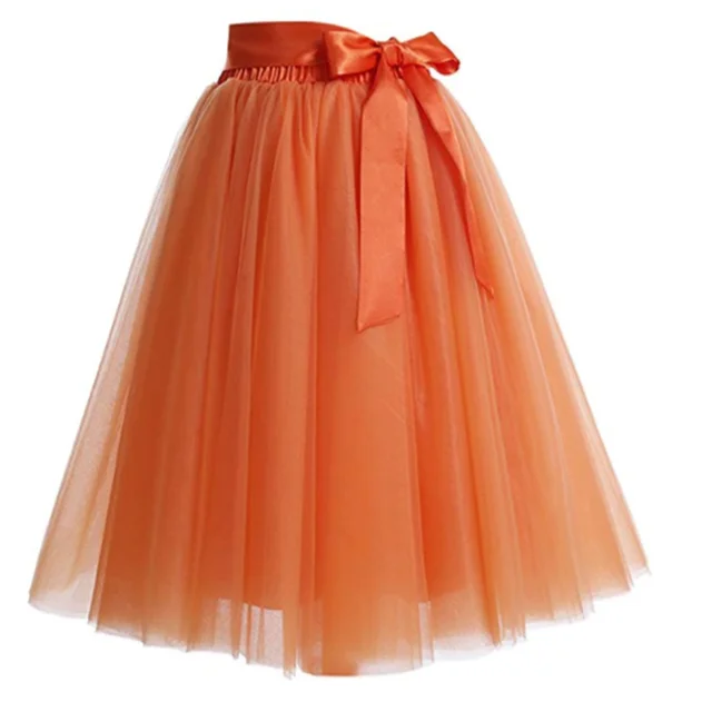 US $9.43 Summer Style 6 Layers Knee Length Tutu Tulle Skirt High Elastic Waist Swing Ball Gown Pleated Skate