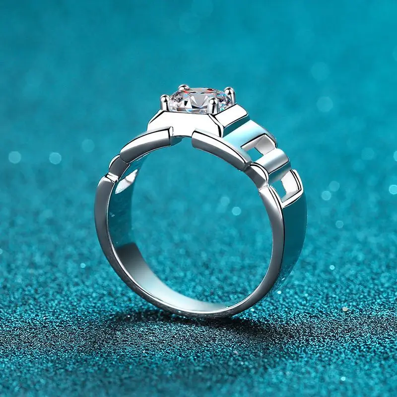 New 925 Sterling Silver Men's Jewelry 1ct 6.5mm VVS1 Gemstone Ring Anniversary Wedding Natural AAA Moissanite Ring