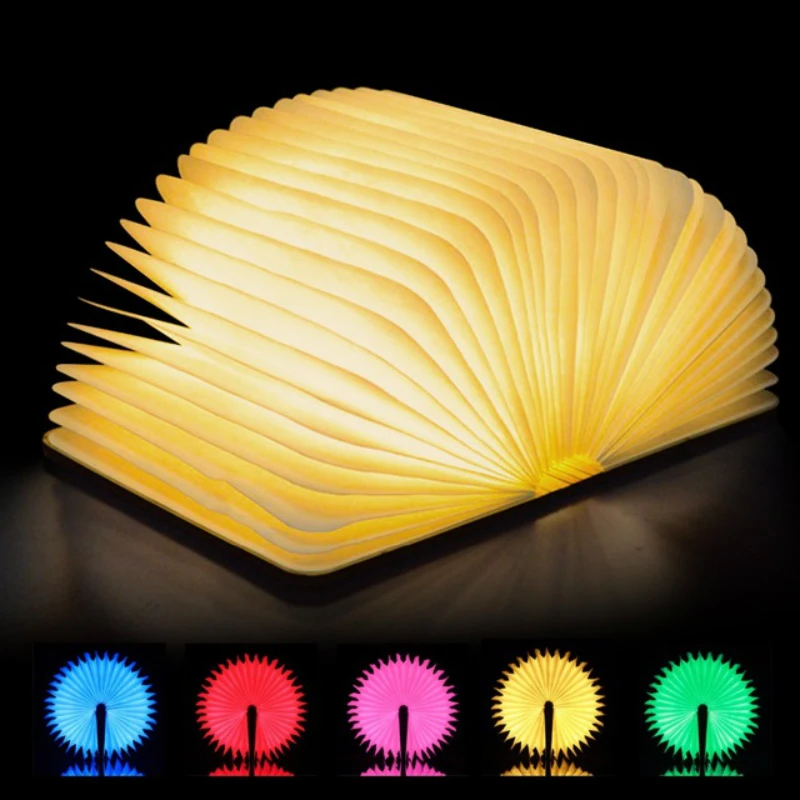  Wood Book Lamp Light USB Rechargeable Foldable Read Lamp LED Magnetic Colorful Dimming Night Light  - 33037763130