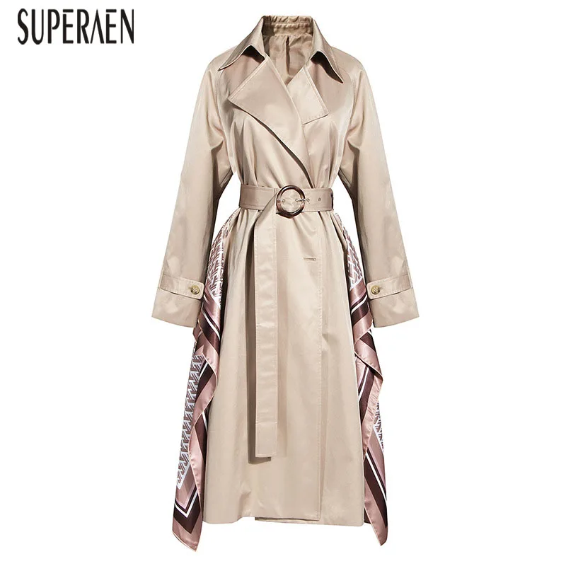 SuperAen, осень, новое пальто для женщин, модная темпераментная двубортная Женская ветровка, дикая женская одежда