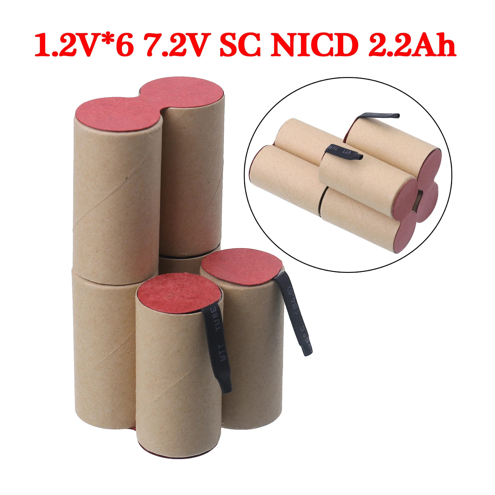 Batteria Sc 1.2V 7.2V 2200Mah Sub C Ni-Cd Batterie Ricaricabili Con Linguette Di Saldatura Utensile Elettrico Nicd Subc Batteria Per Cacciavite