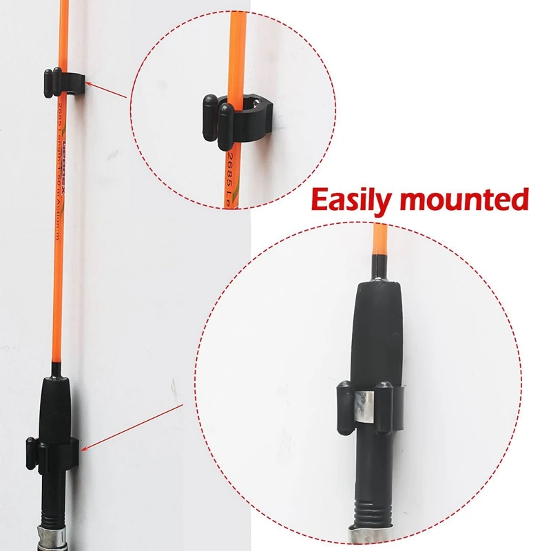 ABUO-12 шт., обычная удочка, держатель для удочки, клипсы для хранения, 2 стиля и 6 шт, каждый стиль-большой для ручки, маленький для Хола