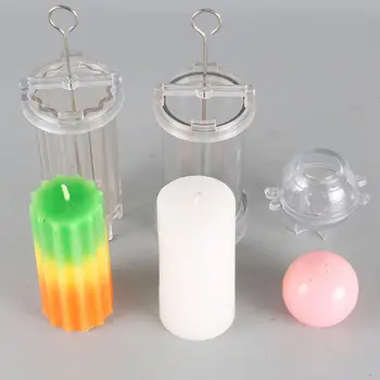 

3 Pcs Sphere Cylindrical Stripes Acrylic Candle Mold Handmade Wax Soap Mould Making DIY Craft Decorating Tool Christmas Gifts