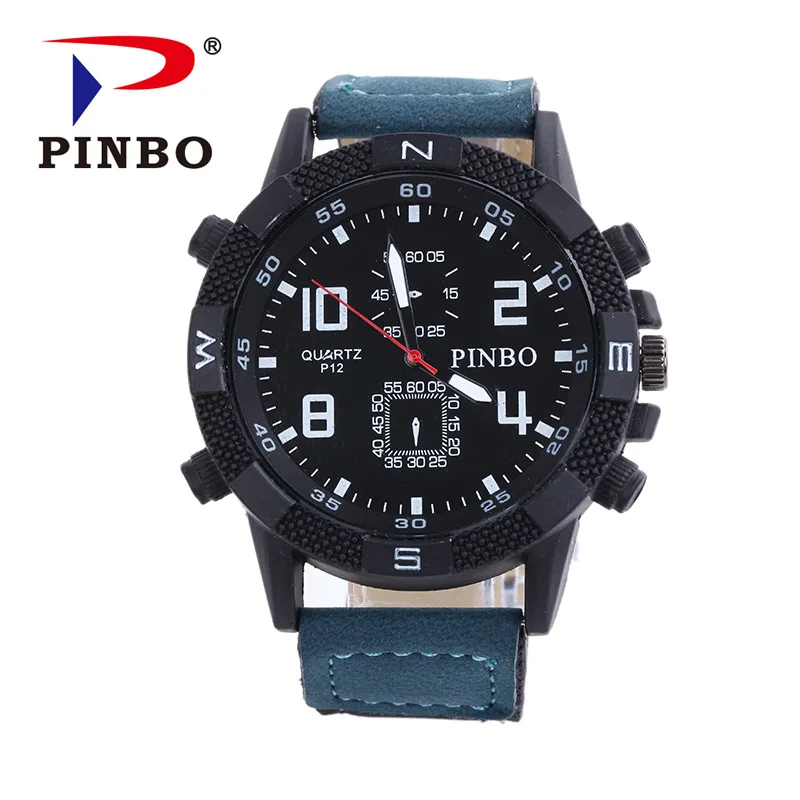 

Hot Selling Dull Polish Leather Belt Fashion Men Sports Watch Compass Dial with Numbers Measuring Quartz Watch