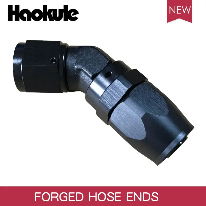 

HAOKULE 45Degree AN6/6AN 9/16-18UNF THREAD FORGED REUSABLE SWIVEL HOSE END FITTINGS BLACK COLO