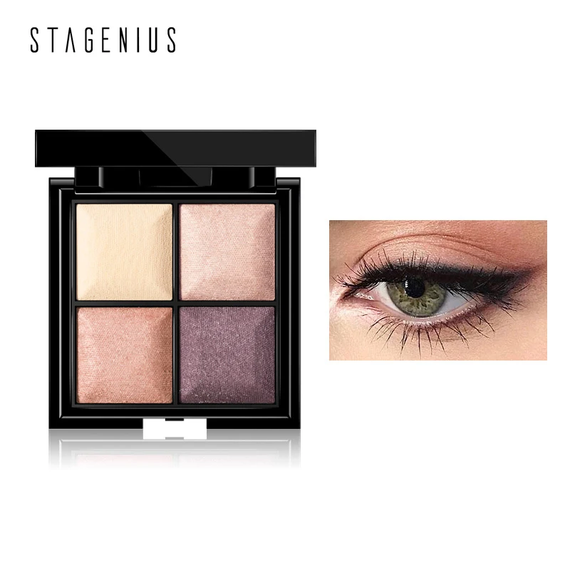 STAGENIUS 4 colors Glitter Eyeshadow Natural Professional High Pigment Long Lasting Eye Shadow Palette New Year Eye Makeup