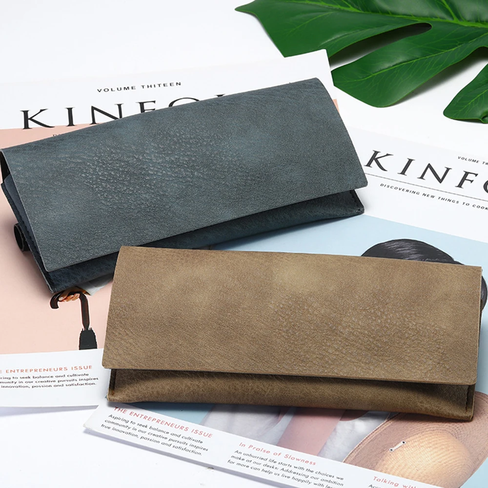 

Fashion Retro Leather Handmade Glasses Bag Sunglasses Glasses Case Portable Myopia Frame Case Simple Glasses Bag Storage Box