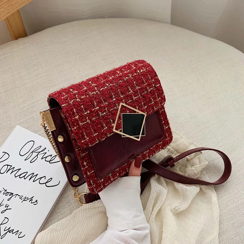

Autumn And Winter Linen Bag Women's 2019 New Style Fashion Korean-style Versatile Shoulder Bag CHIC Chain Single-shoulder Bag fo